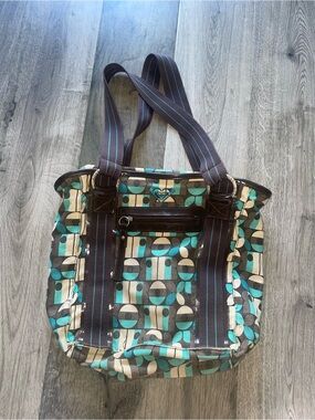 Roxy Teal and Gray Geometric Tote